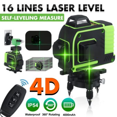 4D Лазерен нивелир KraftRoyal с 16 линии (четири точков),  самонивелиращ се, със зелен лазер
