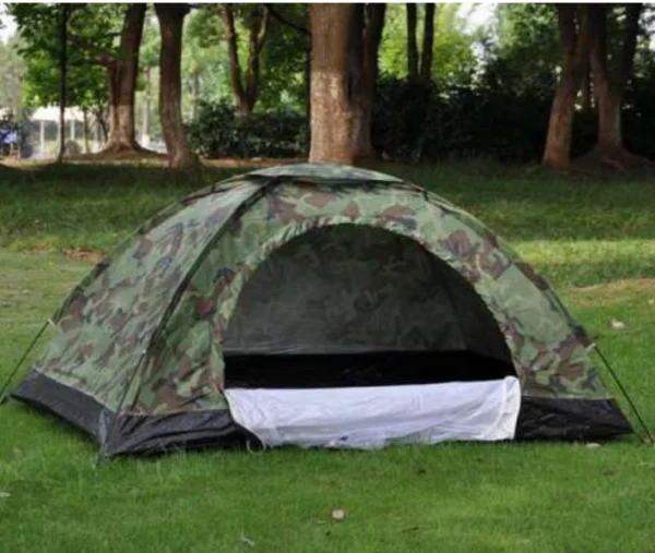 Камуфлажна четириместна палатка за къмпинг + Соларна осветителна система ГРАДИНА Royalshop.bg 2