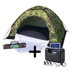 Камуфлажна четириместна палатка за къмпинг + Соларна осветителна система ГРАДИНА Royalshop.bg 2