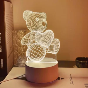 Декоративна 3D LED нощна лампа Мече ДОМ И ГРАДИНА Royalshop.bg